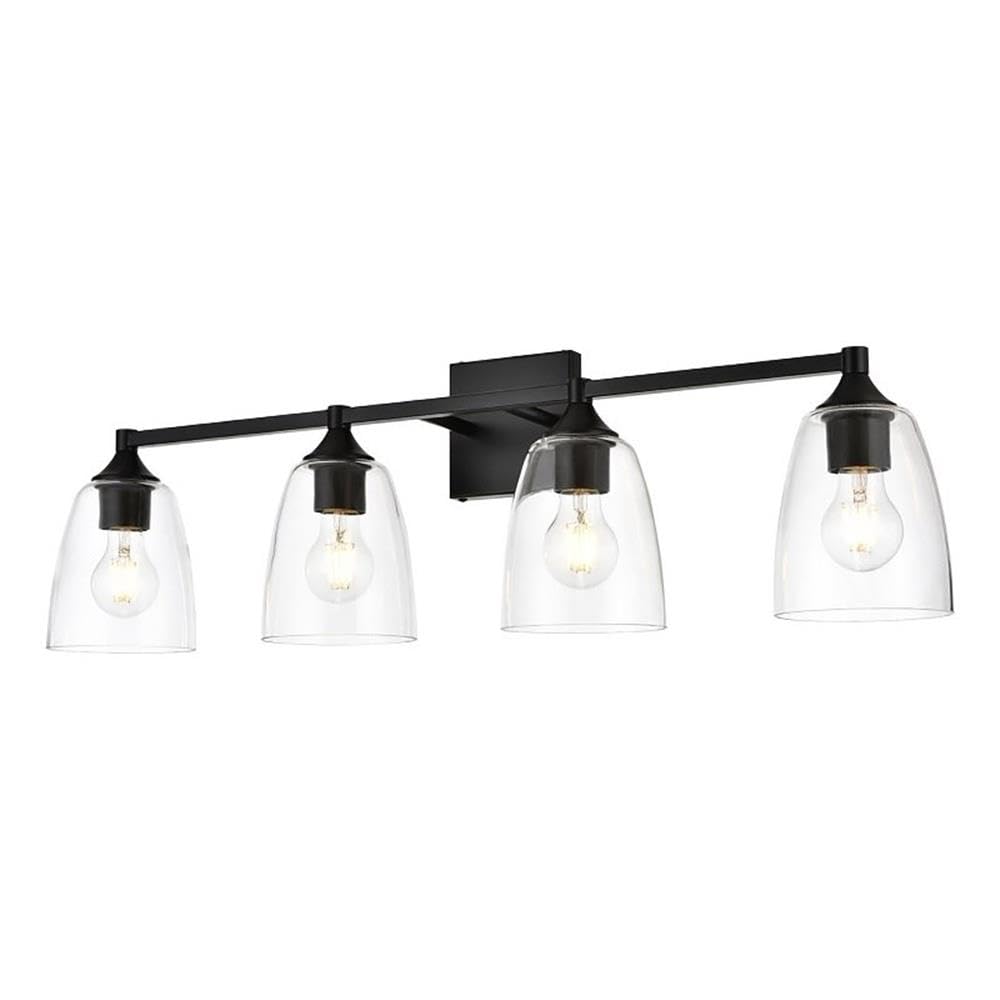 Living District Gianni 4-Light Iron & Glass Bath Sconce In Black/Clear