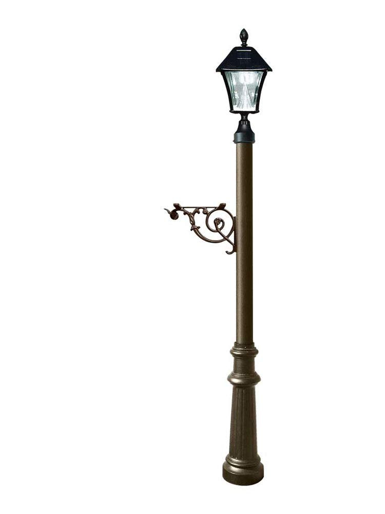 Lewiston Post System Only with Bayview Solar Lamp, support bracket and fluted base , Bronze