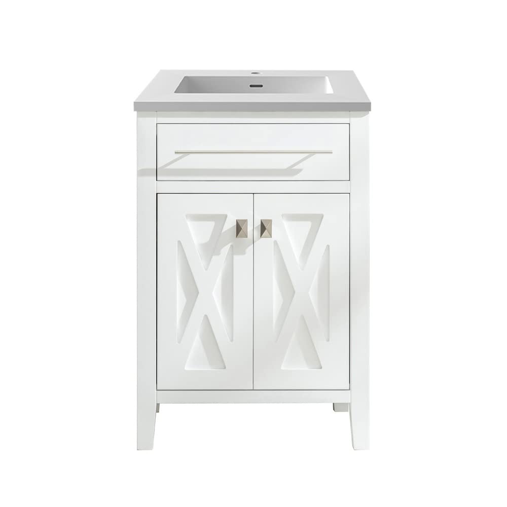 Wimbledon - 24 - White Cabinet + Matte White VIVA Stone Solid Surface Countertop