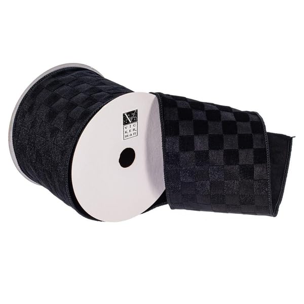 4x10yd Black Velvet Checkered Satin