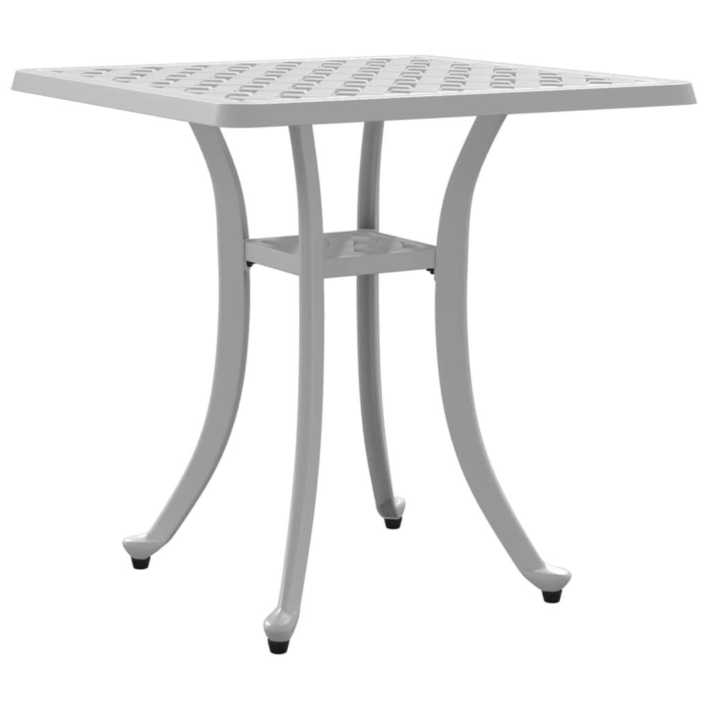 Vidaxl Cast Aluminum Patio Table In White - 20.9'X20.9' For Outdoor/Garden/Living Space, Square Metal Table With Decorative Patterns, Lightweight