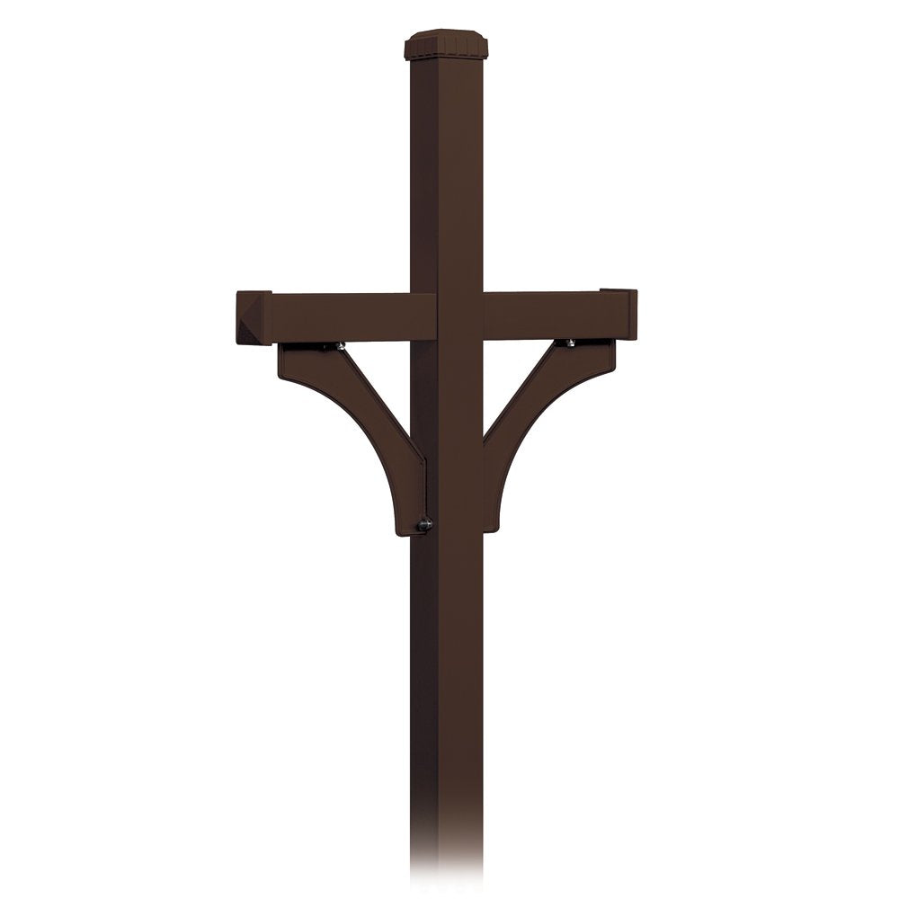 Deluxe Mailbox Post - 2 Sided for (2) Mailboxes - In-Ground Mounted - Bronze