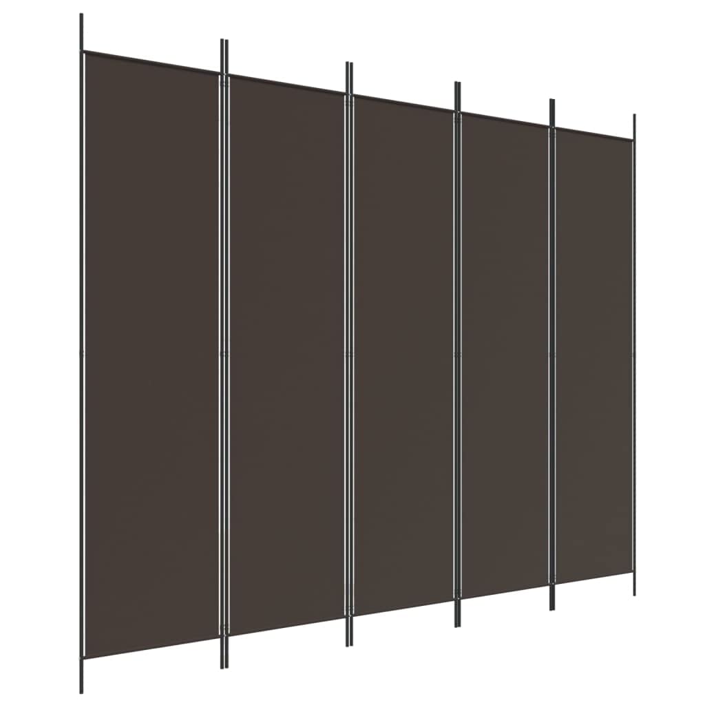 vidaXL 5-Panel Room Divider Brown 98.4x78.7" Fabric"
