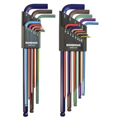 Set 22 ColorGuard Ball End L-Wrenches IN/MM Extra Long Double Pack - 69637 (.050-3/8″) + 69699 (1.5-10mm)