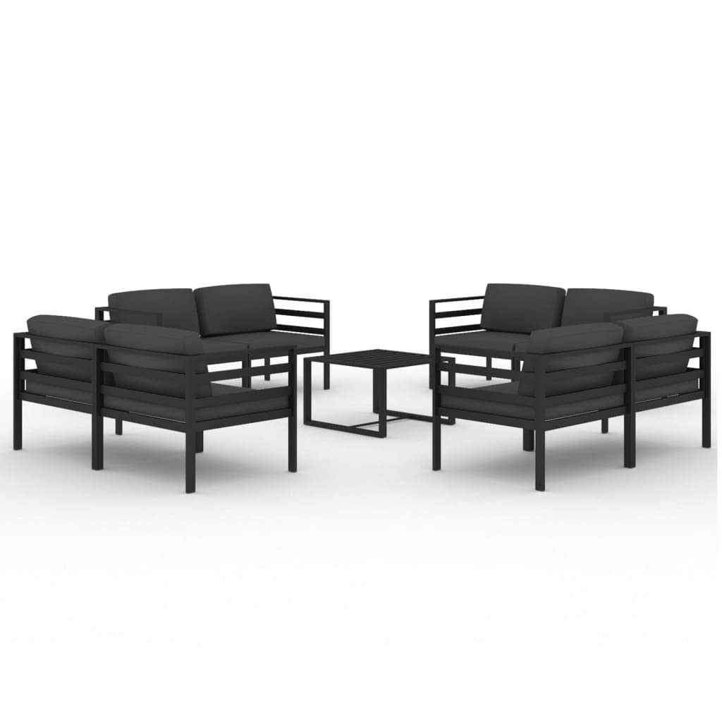 vidaXL 9 Piece Patio Lounge Set with Cushions Aluminum Anthracite