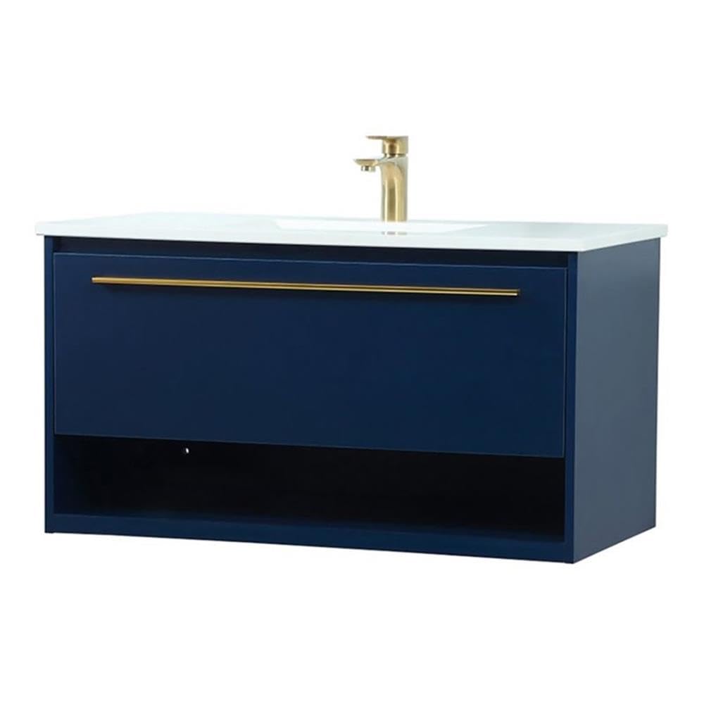 36 inch Single bathroom vanity in blue