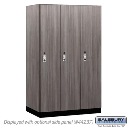 Salsbury 15 Wide Premier Wood Locker-Single Tier-3 Wide-6 Feet High-24” Deep-Skyline Walnut-Silver Resettable Combination Locks