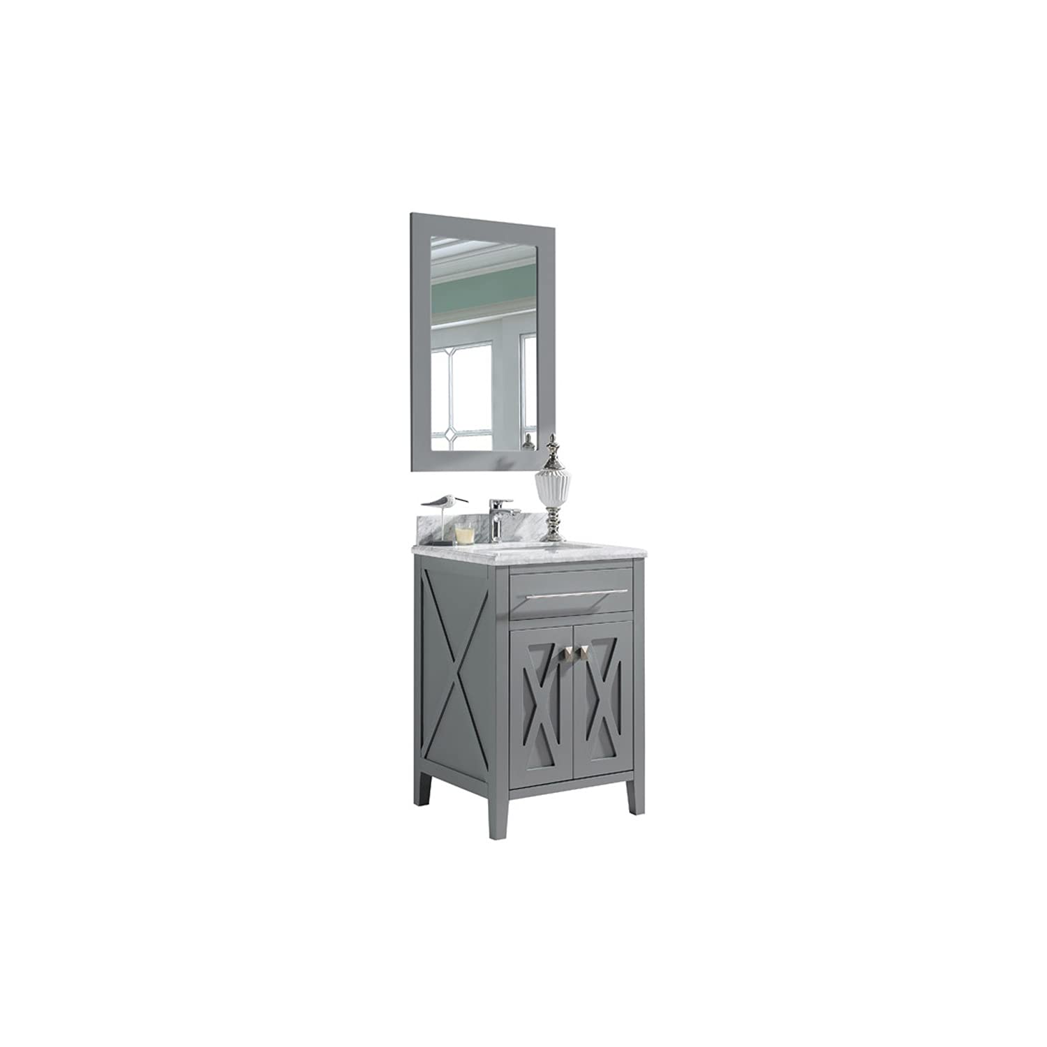 Wimbledon - 24 - Grey Cabinet + White Carrara Marble Countertop