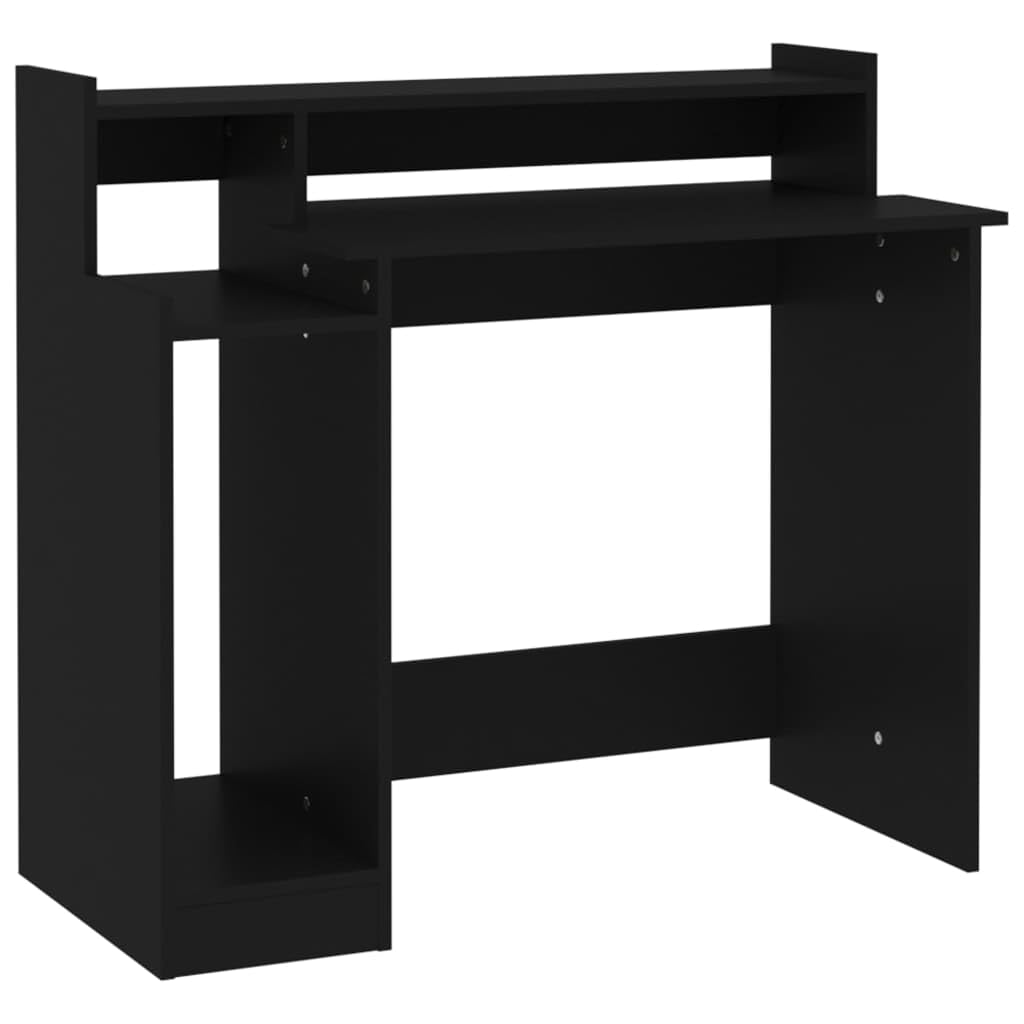 vidaXL Desk with LED Lights Black 38.2x17.7??35.4??Engineered Wood