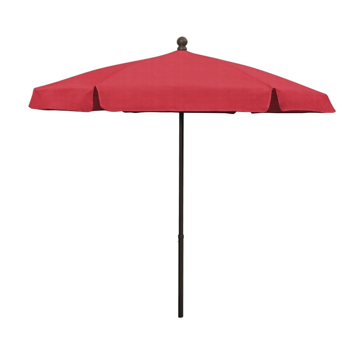7.5 Hex Garden Patio Umbrella 6 Rib Push Up Champagne Bronze with Red Vinyl Coated Weave Canopy