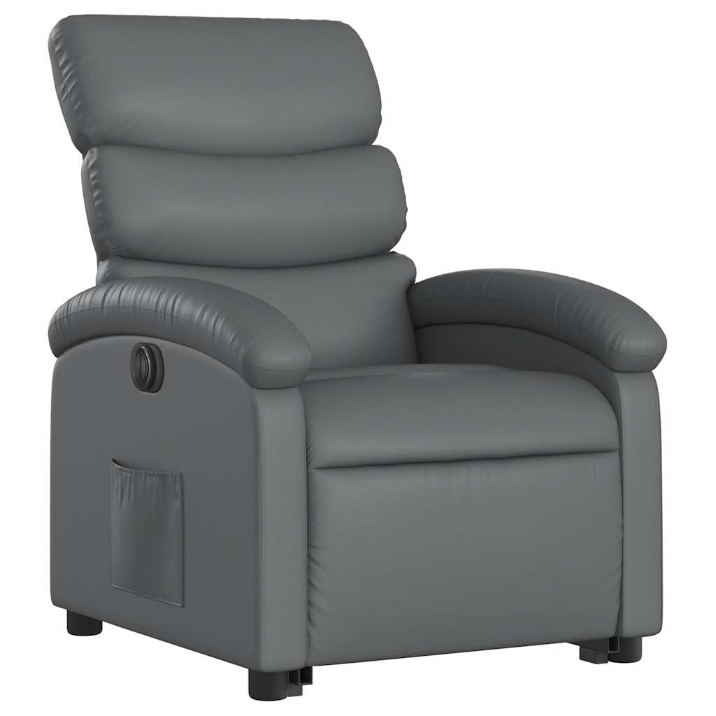 vidaXL Electric Stand up Recliner Chair Gray Faux Leather