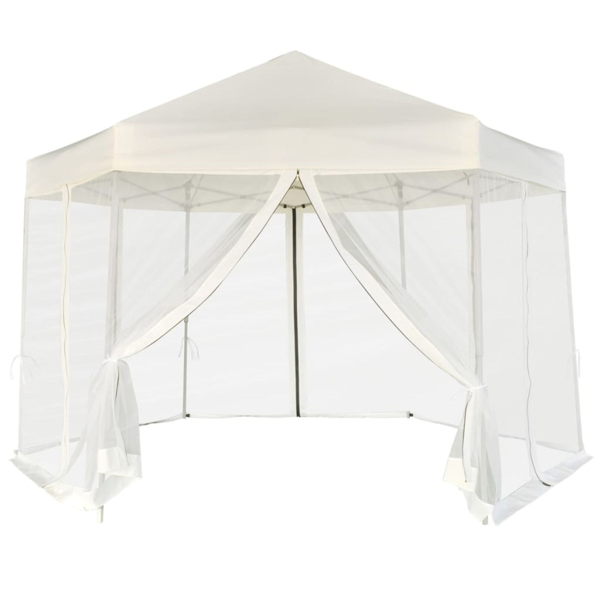 Vidaxl Hexagonal Pop-Up Marquee With 6 Sidewalls Cream White 11.8'X10.2'