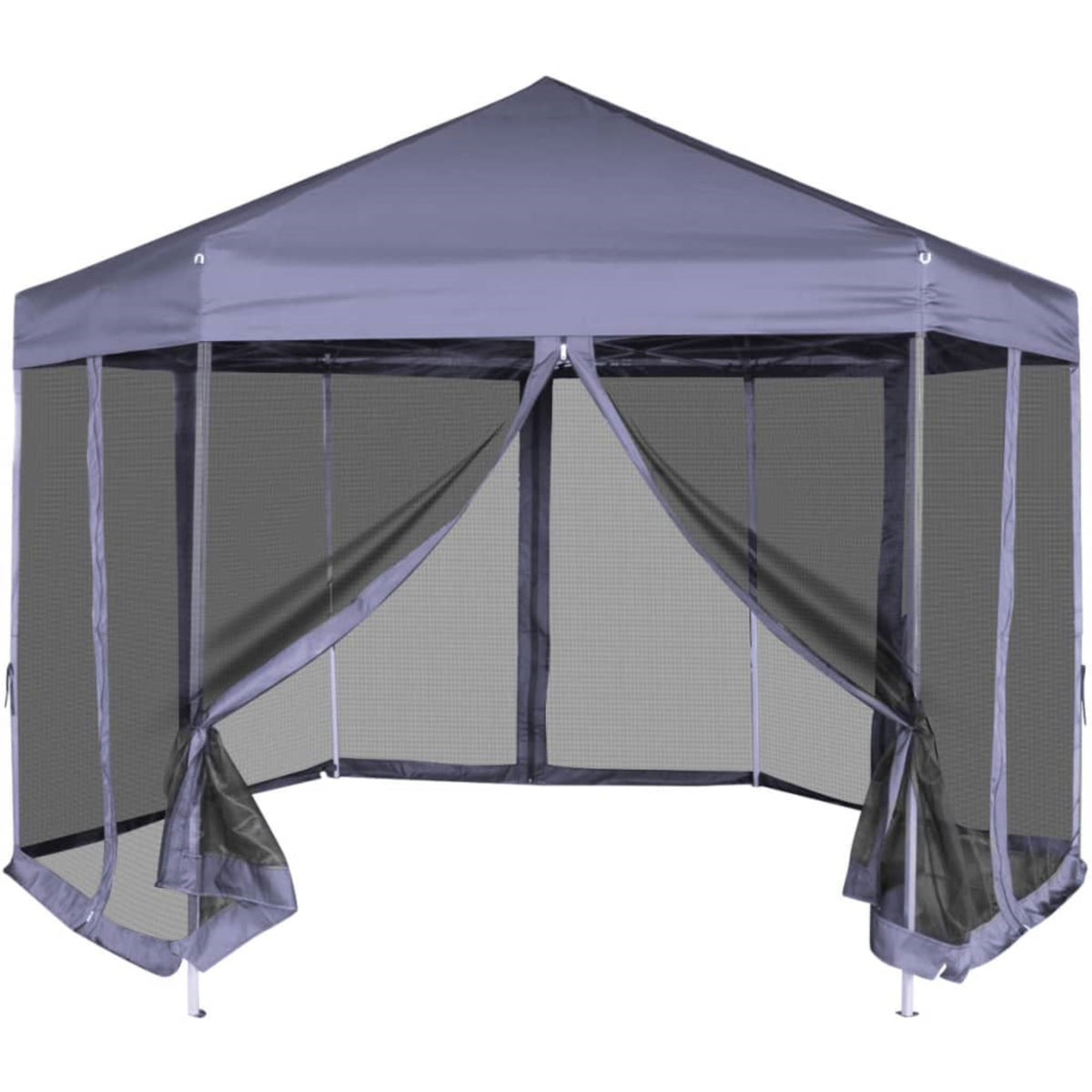 Vidaxl Hexagonal Pop-Up Marquee With 6 Sidewalls Dark Blue 11.8'X10.2'