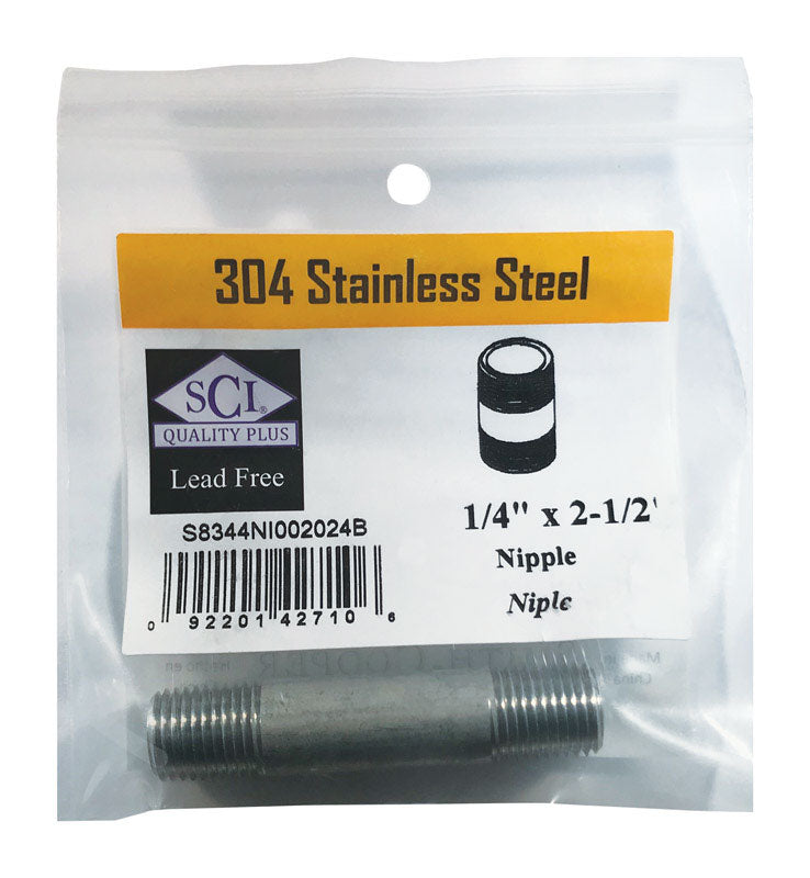 Nipple Ss 1/4 X 2.5 (Pack Of 1)