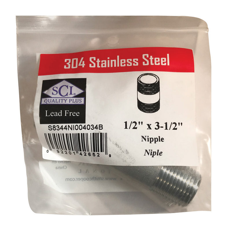 Nipple Ss 1/2 X 3.5 (Pack Of 1)