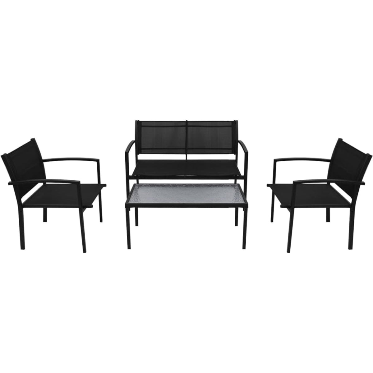 Vidaxl 4 Piece Patio Lounge Set Textilene Black