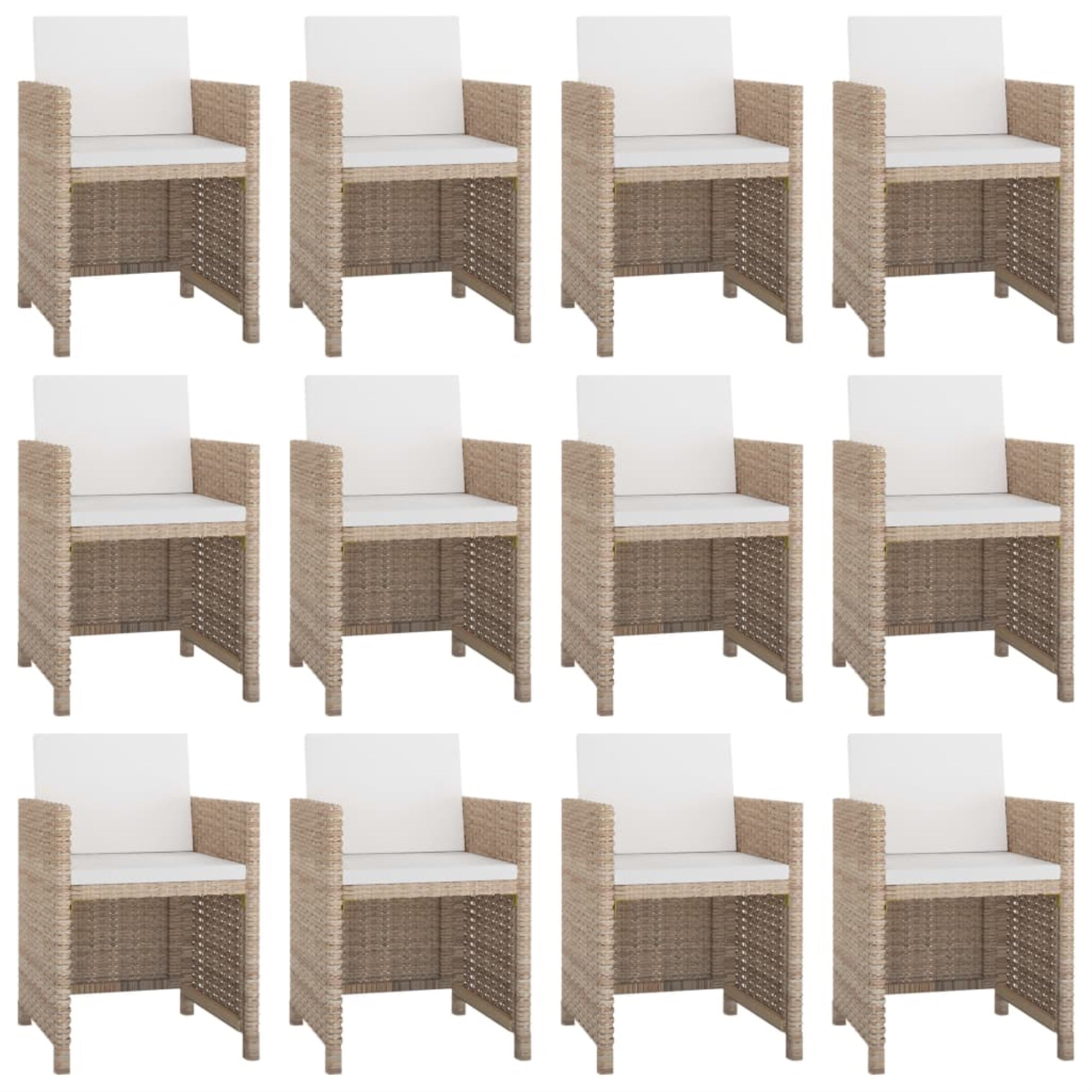 Vidaxl 13 Piece Patio Dining Set With Cushions Poly Rattan Beige