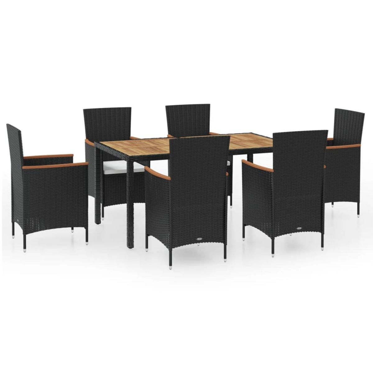 Vidaxl 7 Piece Outdoor Dining Set With Cushions Poly Rattan