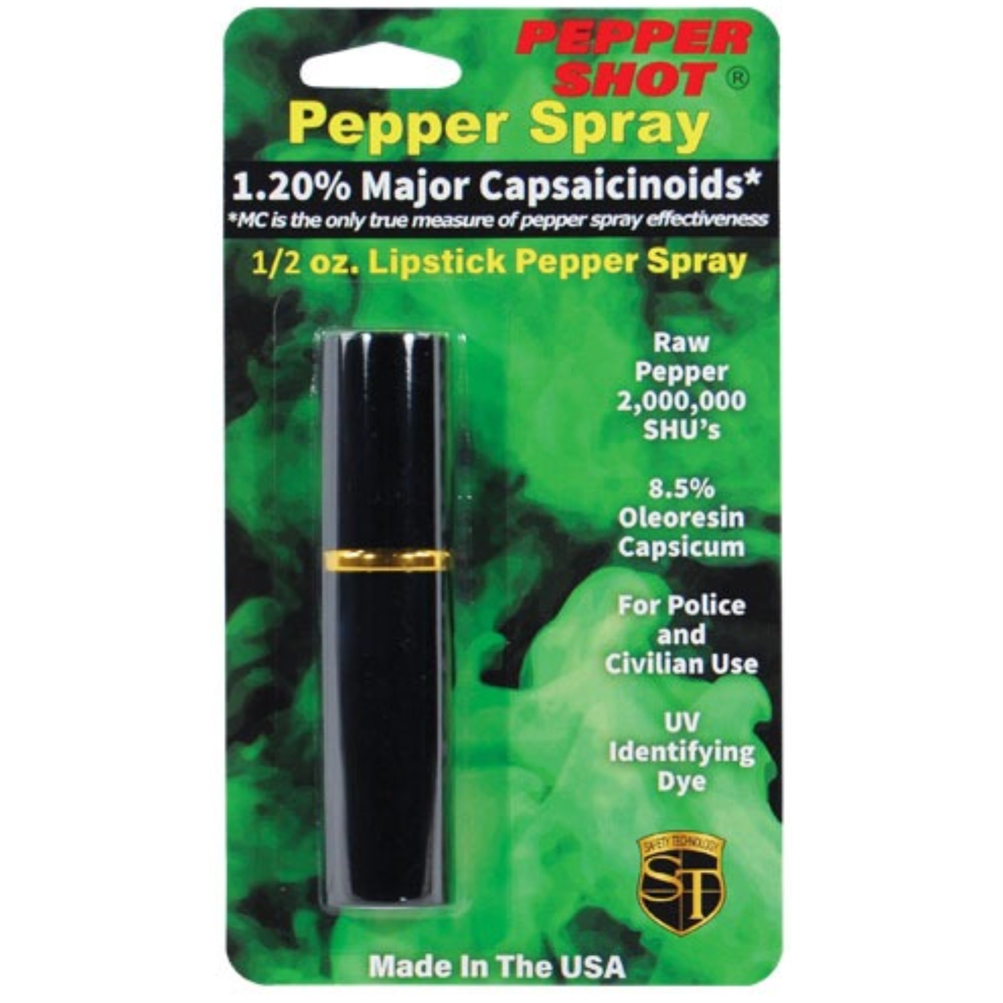 Pepper Shot 1.2% MC 1/2 oz lipstick pepper spray black