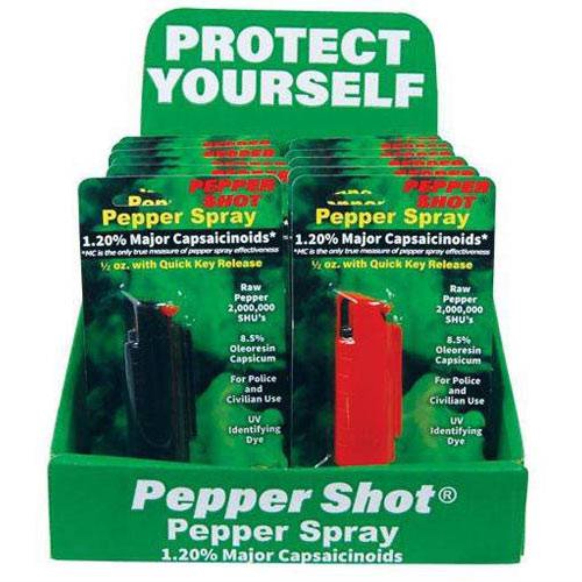 12 Pepper Shot 1.2% Mc Ps-Hc (3 Black, 3 Blue, 3 Pink, 3 Red) With Counter Display