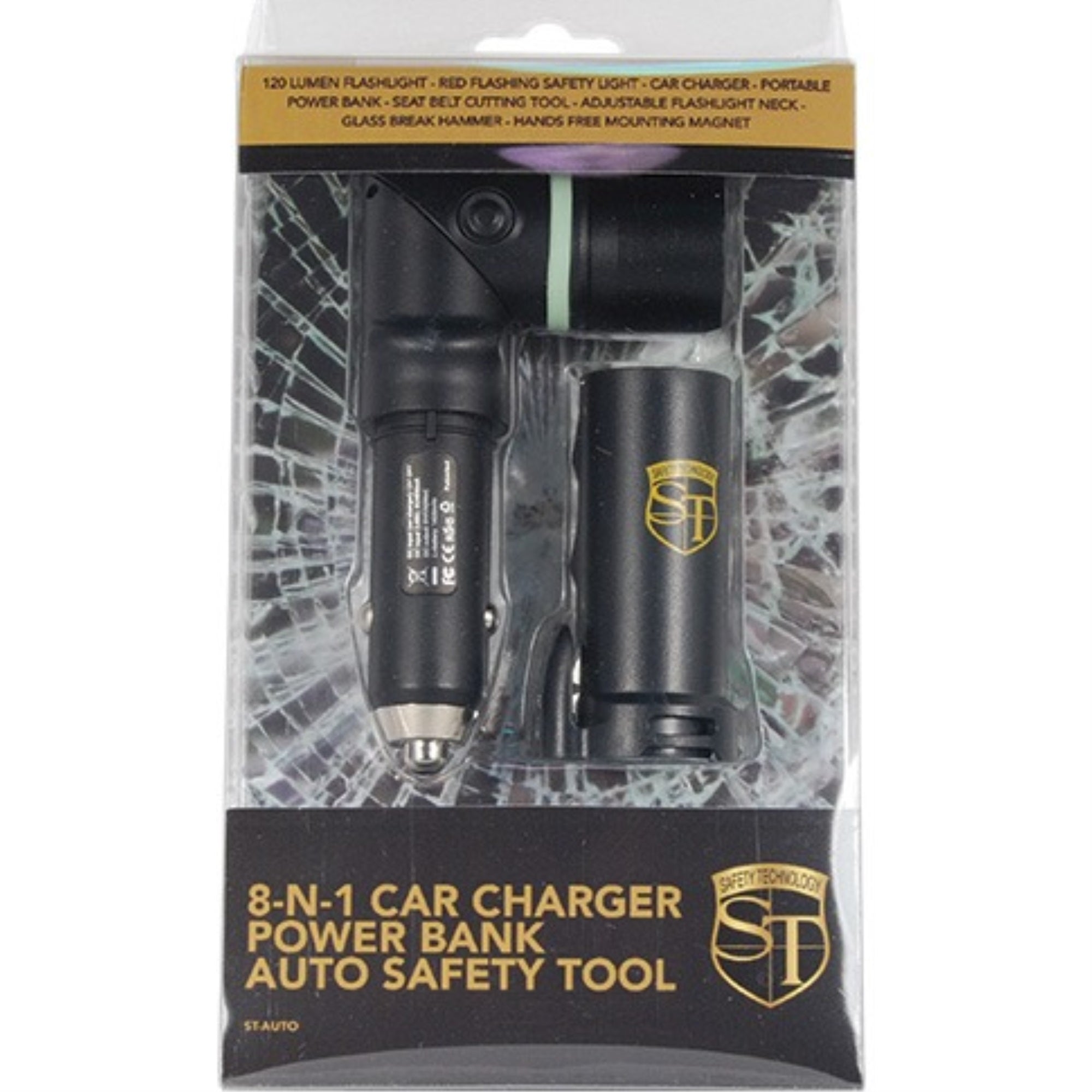 8-N-1 Car Charger Power Bank Auto Safety Tool