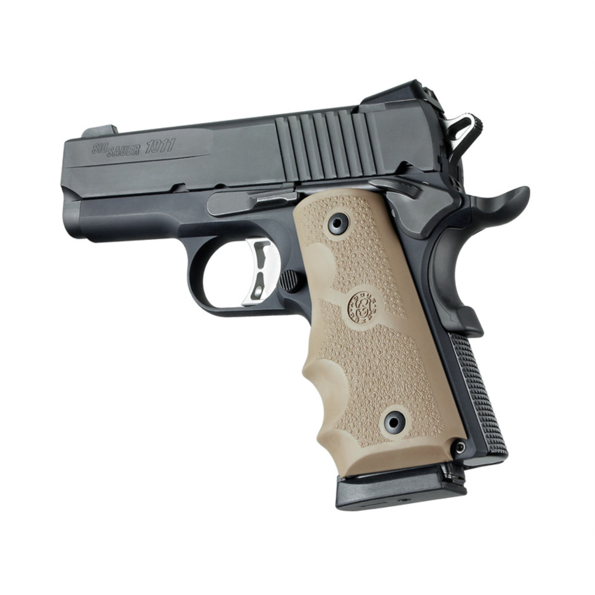 Hogue 1911 Officers Model Rubber Grip With Finger Grooves Flat Dark Earth
