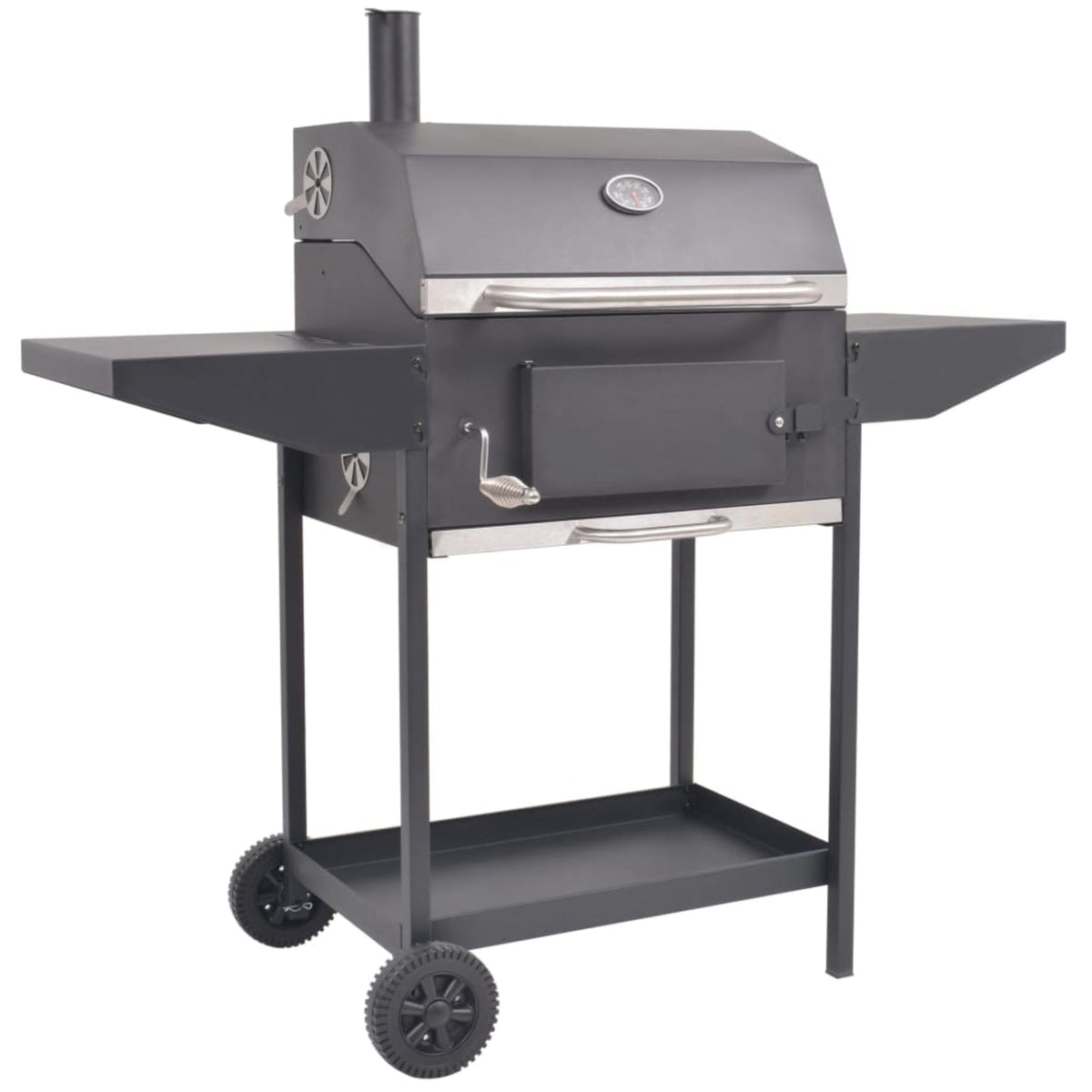 Vidaxl Bbq Charcoal Smoker With Bottom Shelf Black