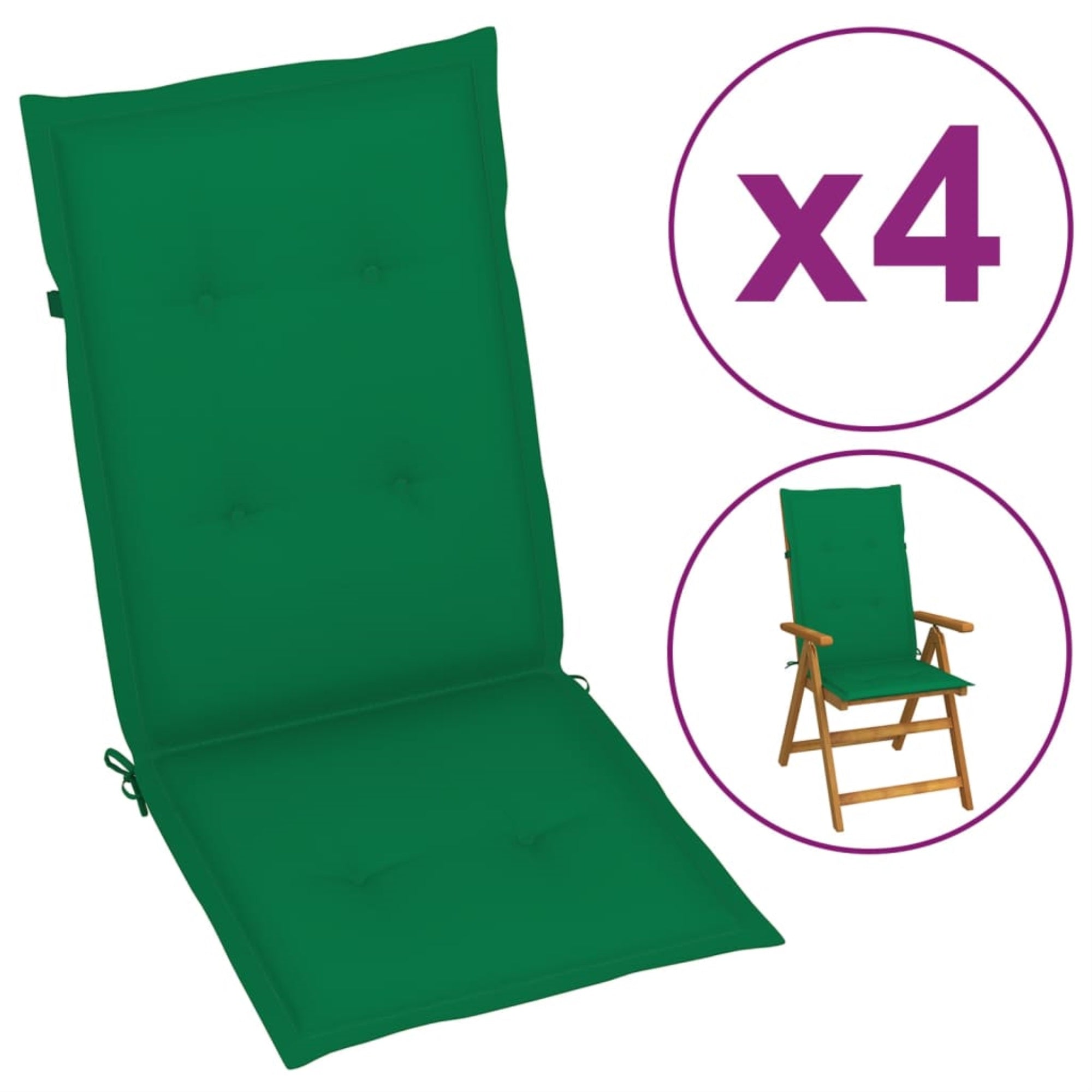 Vidaxl Garden Chair Cushions 4 Pcs Green 47.2'X19.7'X1.2'