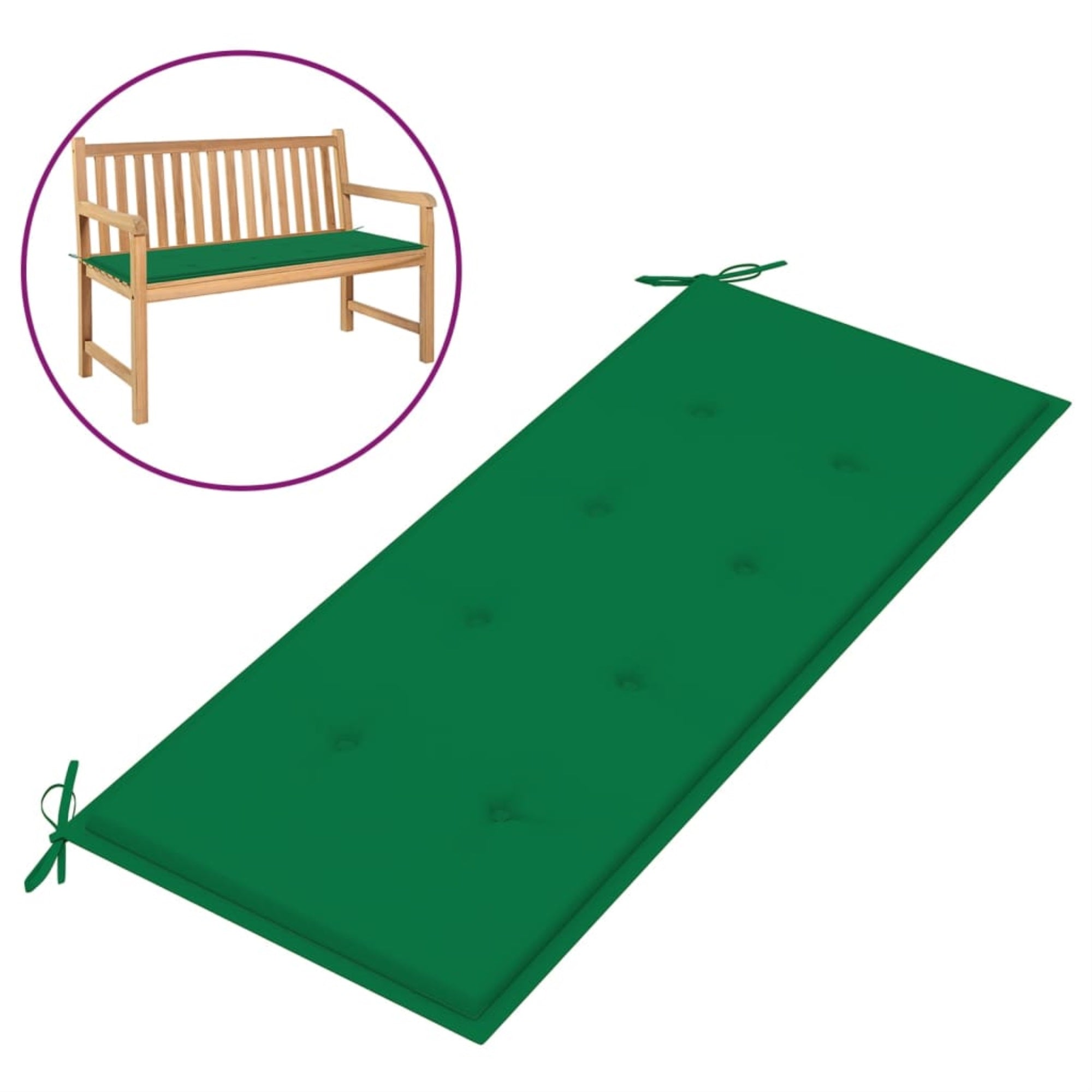 Vidaxl Garden Bench Cushion Green 47.2'X19.7'X1.2'