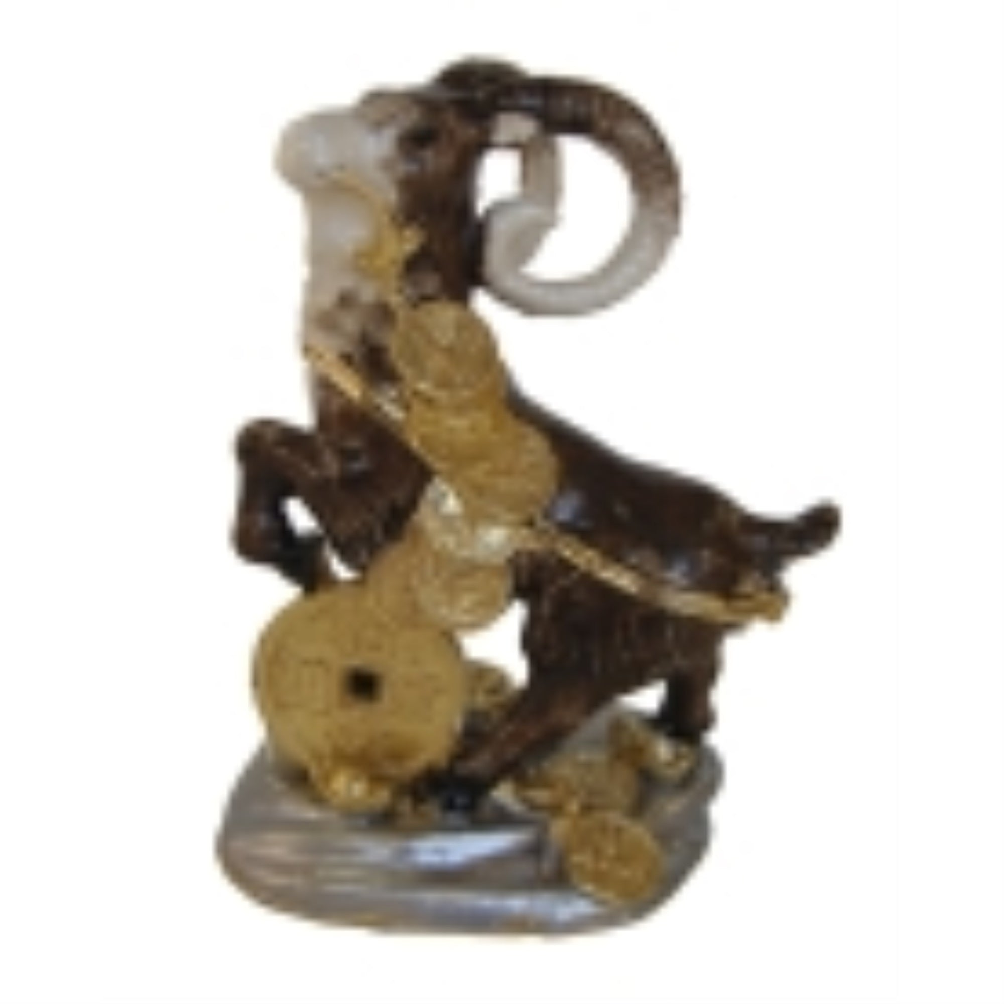 Bejeweled Sheep Statue Stepping on Chinese Coin