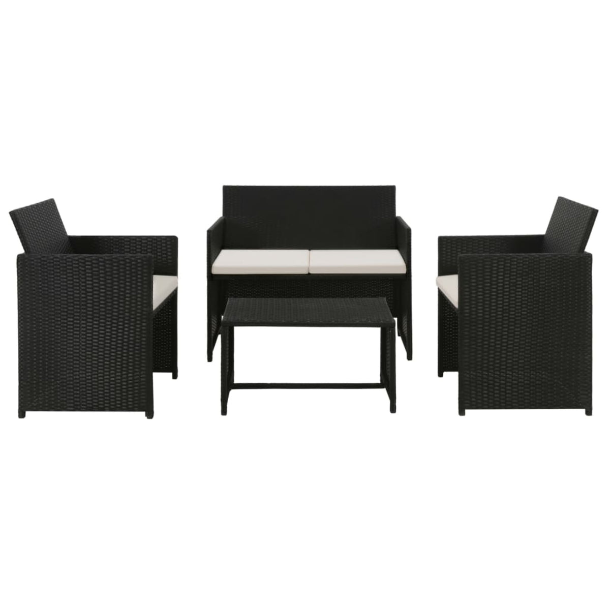 Vidaxl 4 Piece Garden Lounge With Cushions Set Poly Rattan Black