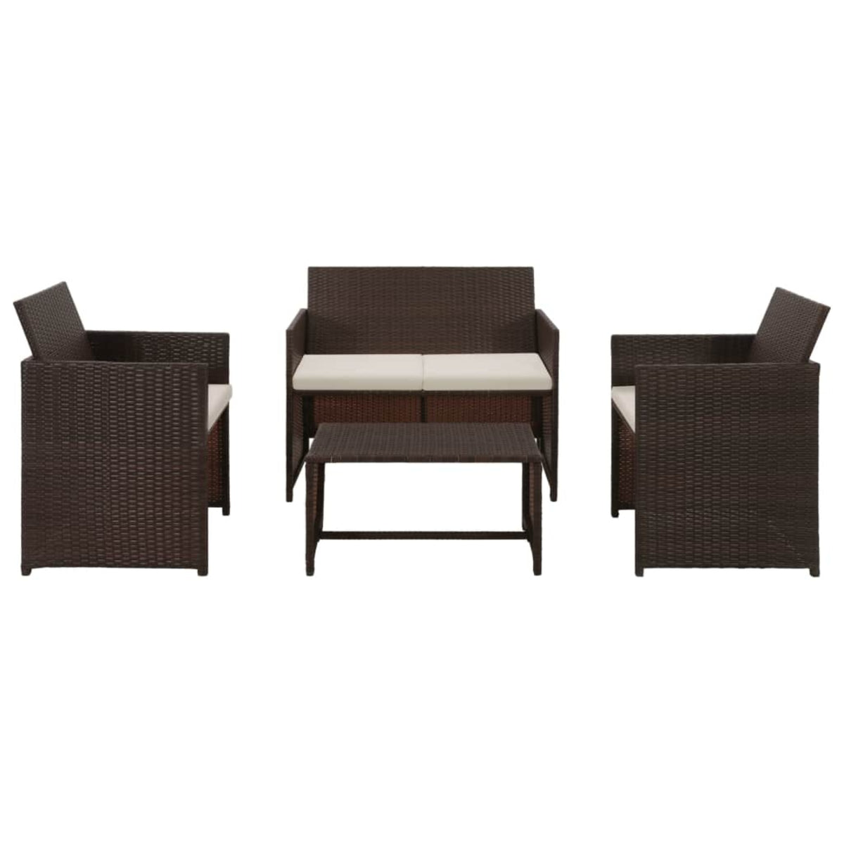 Vidaxl 4 Piece Garden Lounge With Cushions Set Poly Rattan Brown