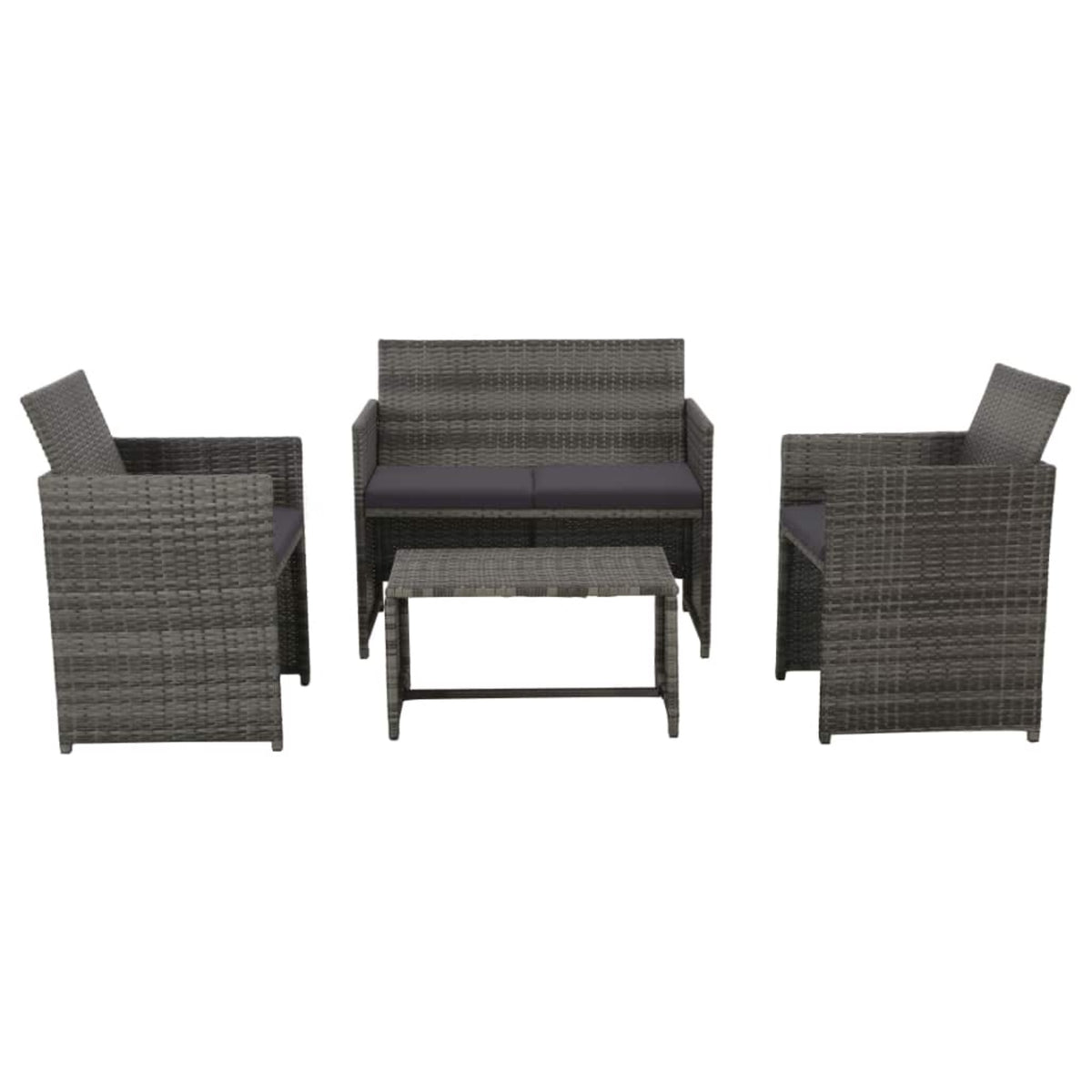 Vidaxl 4 Piece Garden Lounge With Cushions Set Poly Rattan Gray