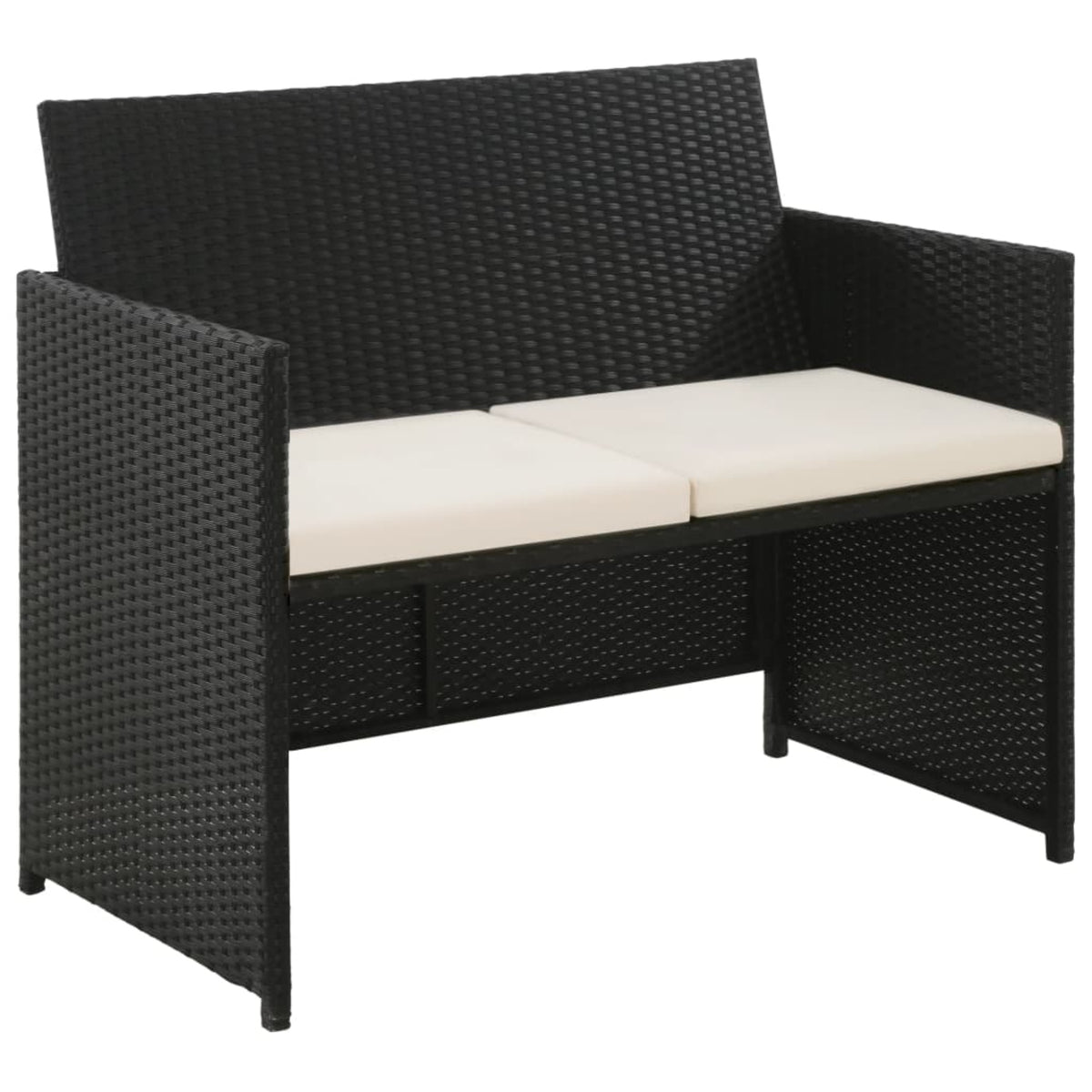 Vidaxl 2 Seater Garden Sofa With Cushions Black Poly Rattan