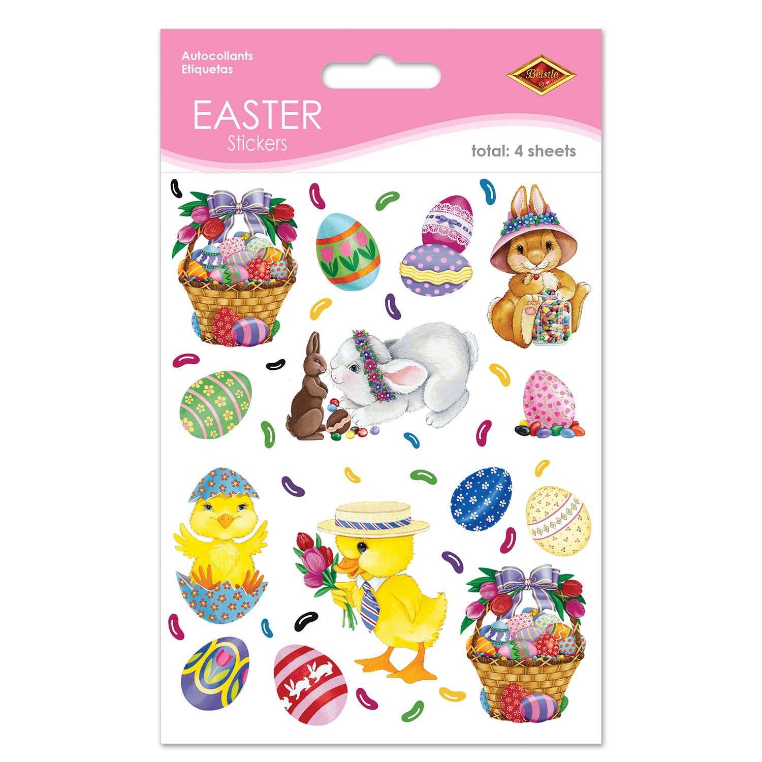 Bunny, Basket & Egg Stickers (Pack of 12)