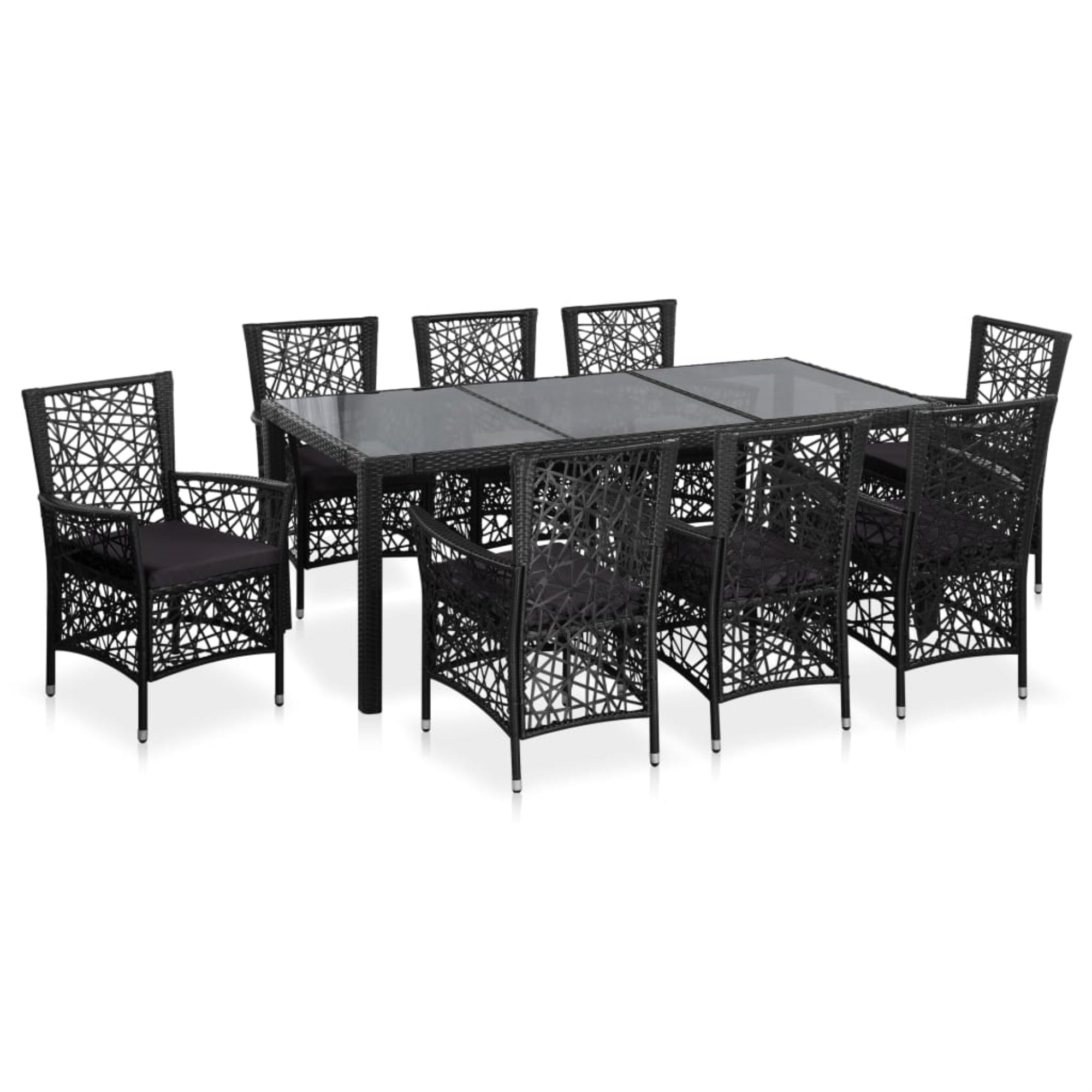 Vidaxl 9 Piece Outdoor Dining Set Poly Rattan Black