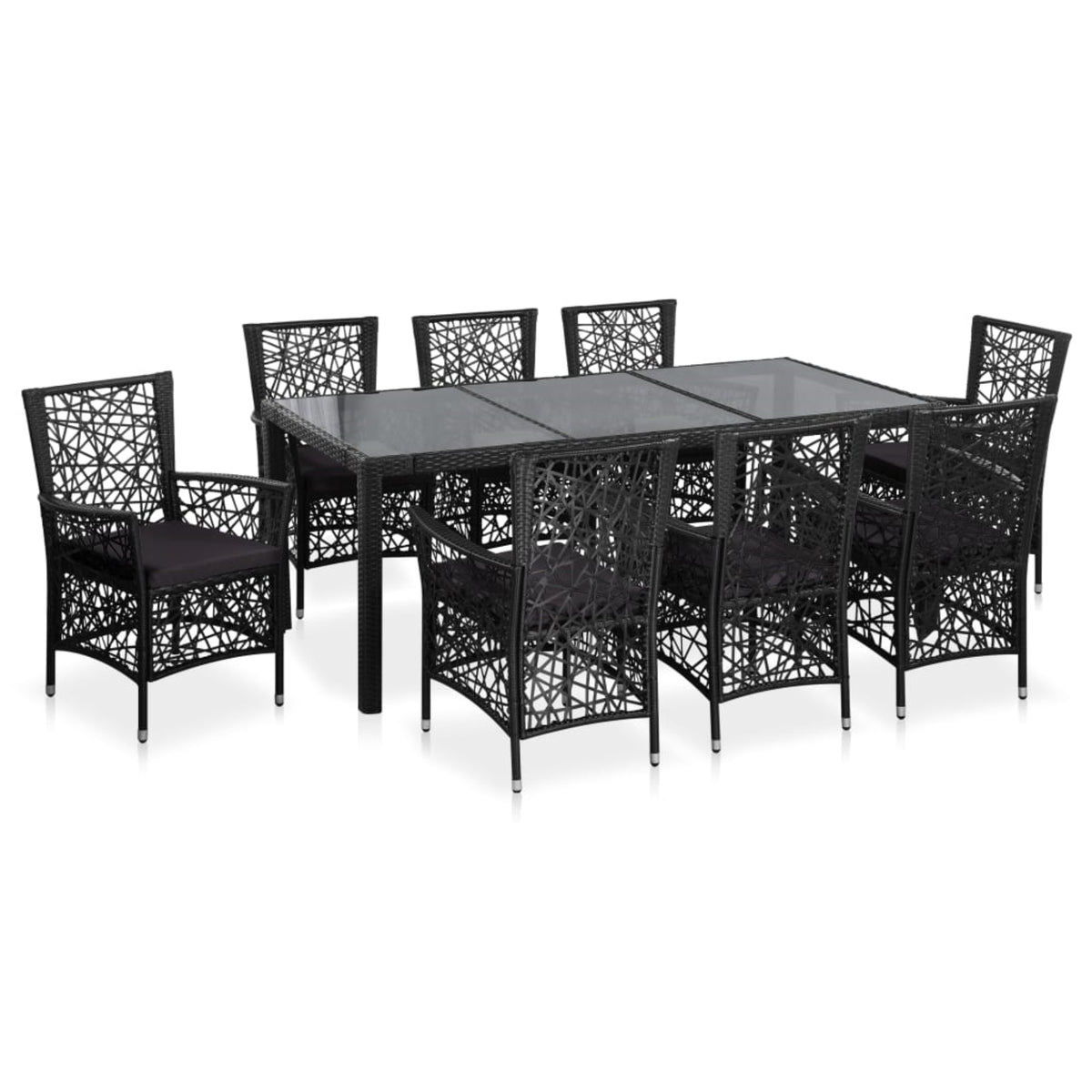 Vidaxl 9 Piece Outdoor Dining Set Poly Rattan Black