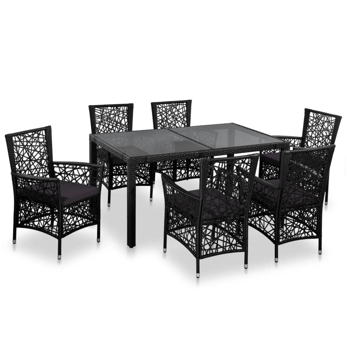 Vidaxl 7 Piece Outdoor Dining Set Poly Rattan Black