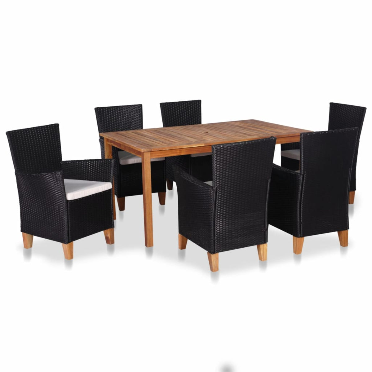 Vidaxl 7 Piece Outdoor Dining Set Poly Rattan Black And Brown