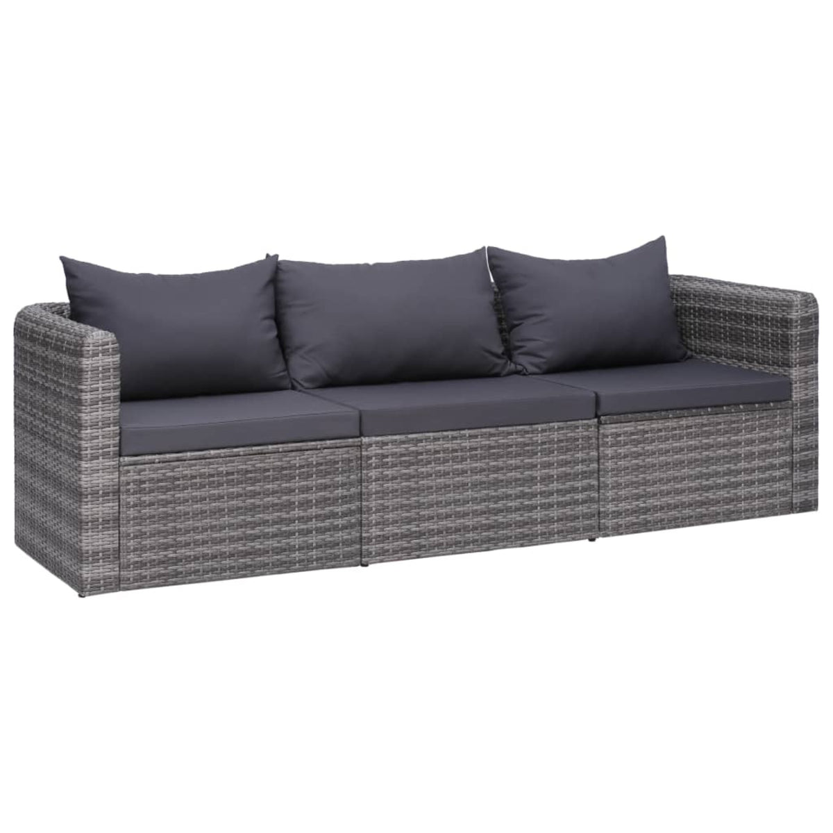 Vidaxl 3 Piece Garden Sofa Set With Cushions Gray Poly Rattan