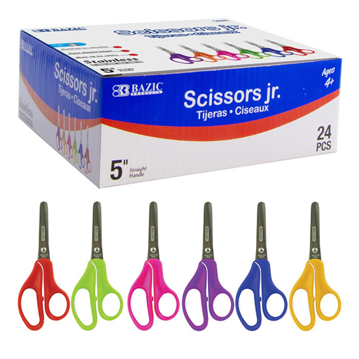 Bazic 5' Blunt Tip School Scissors (Bulk) / Box Qty - 24