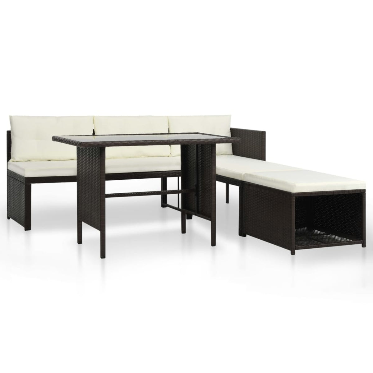Vidaxl 4 Piece Garden Lounge Set Poly Rattan Brown