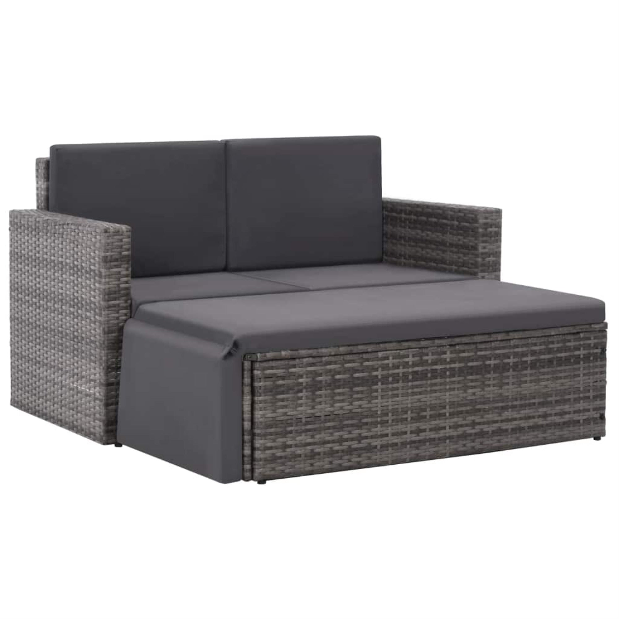 Vidaxl 2 Piece Garden Lounge Set With Cushions Poly Rattan Gray