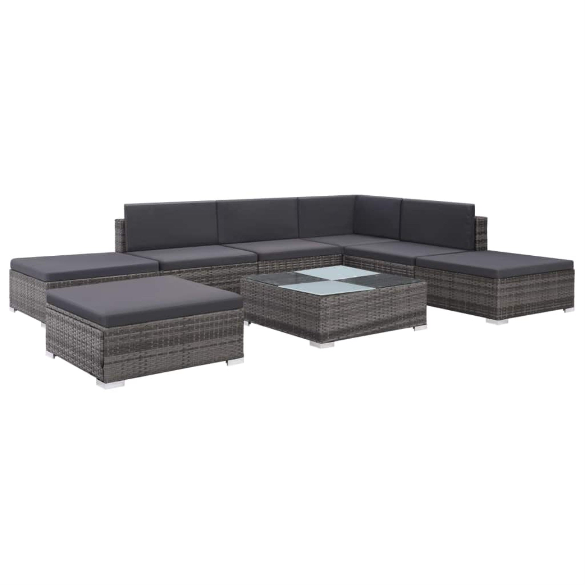 Vidaxl 8 Piece Garden Lounge Set With Cushions Poly Rattan Gray
