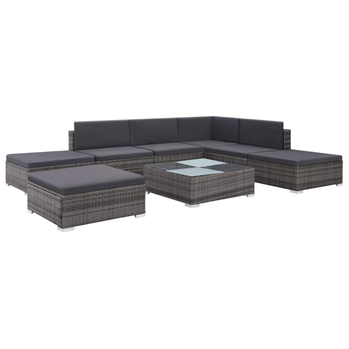 Vidaxl 8 Piece Garden Lounge Set With Cushions Poly Rattan Gray