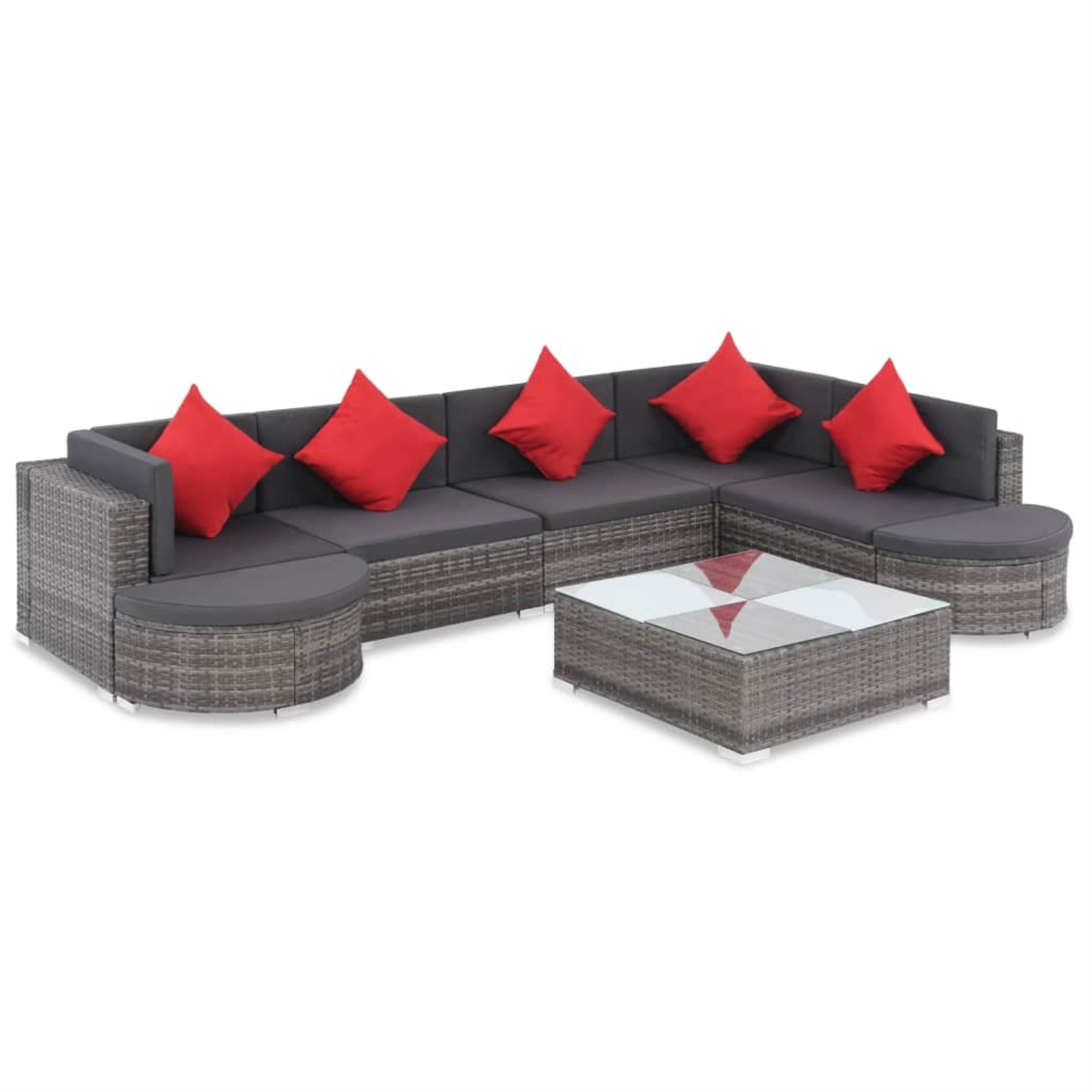 vidaXL 8 Piece Garden Lounge Set with Cushions Poly Rattan Gray