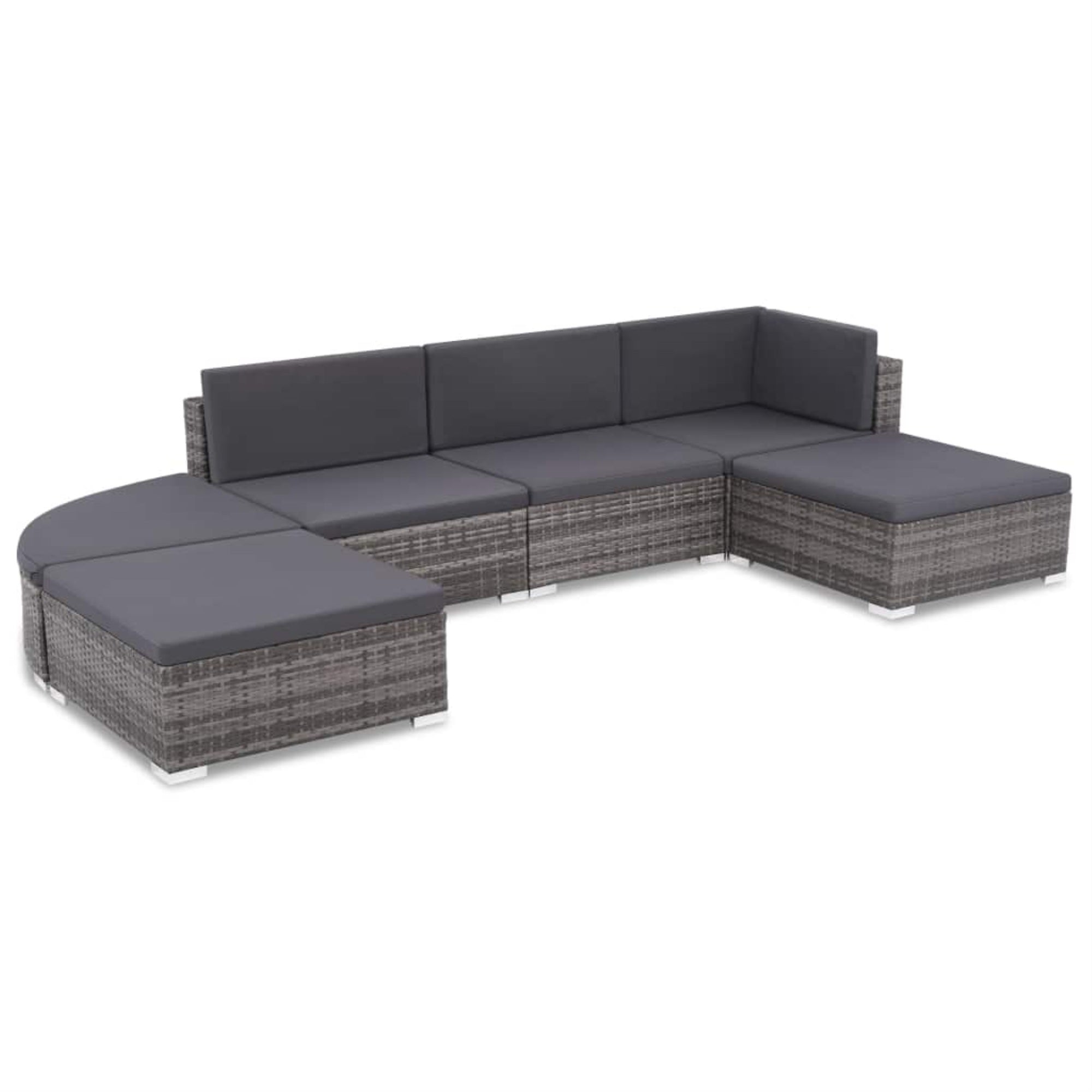 Vidaxl 6 Piece Garden Lounge Set With Cushions Poly Rattan Gray