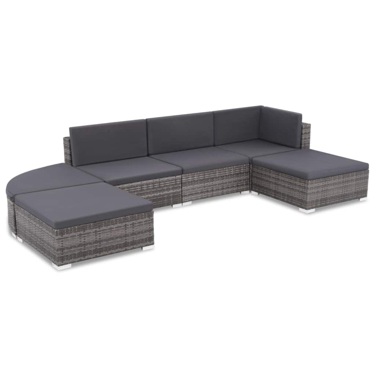 Vidaxl 6 Piece Garden Lounge Set With Cushions Poly Rattan Gray