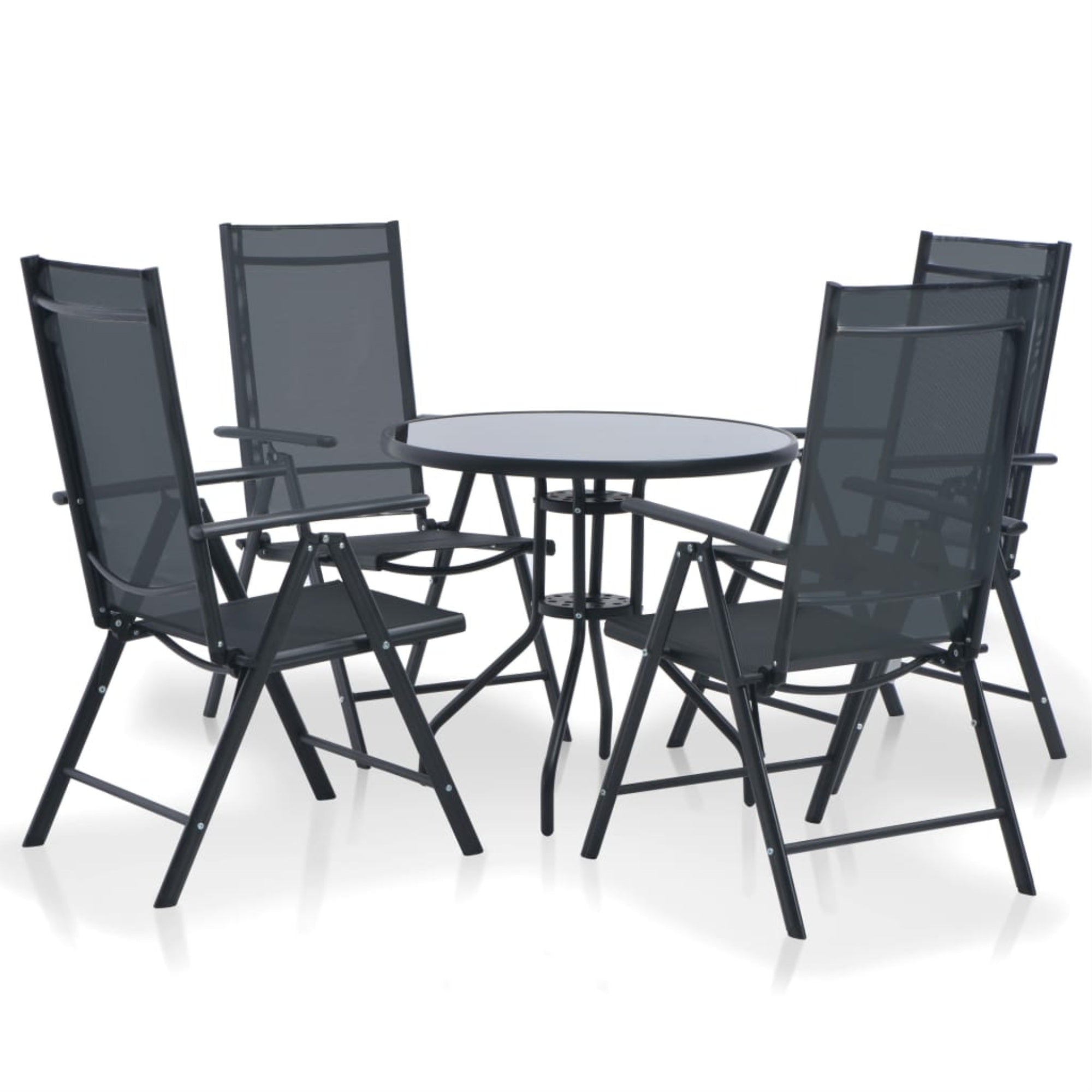 Vidaxl 5 Piece Outdoor Dining Set Aluminium And Textilene Black