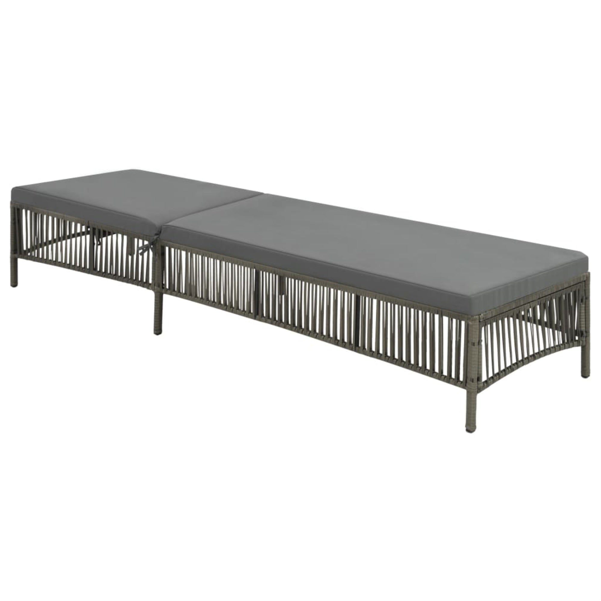 Vidaxl Sun Lounger With Cushion Poly Rattan Gray
